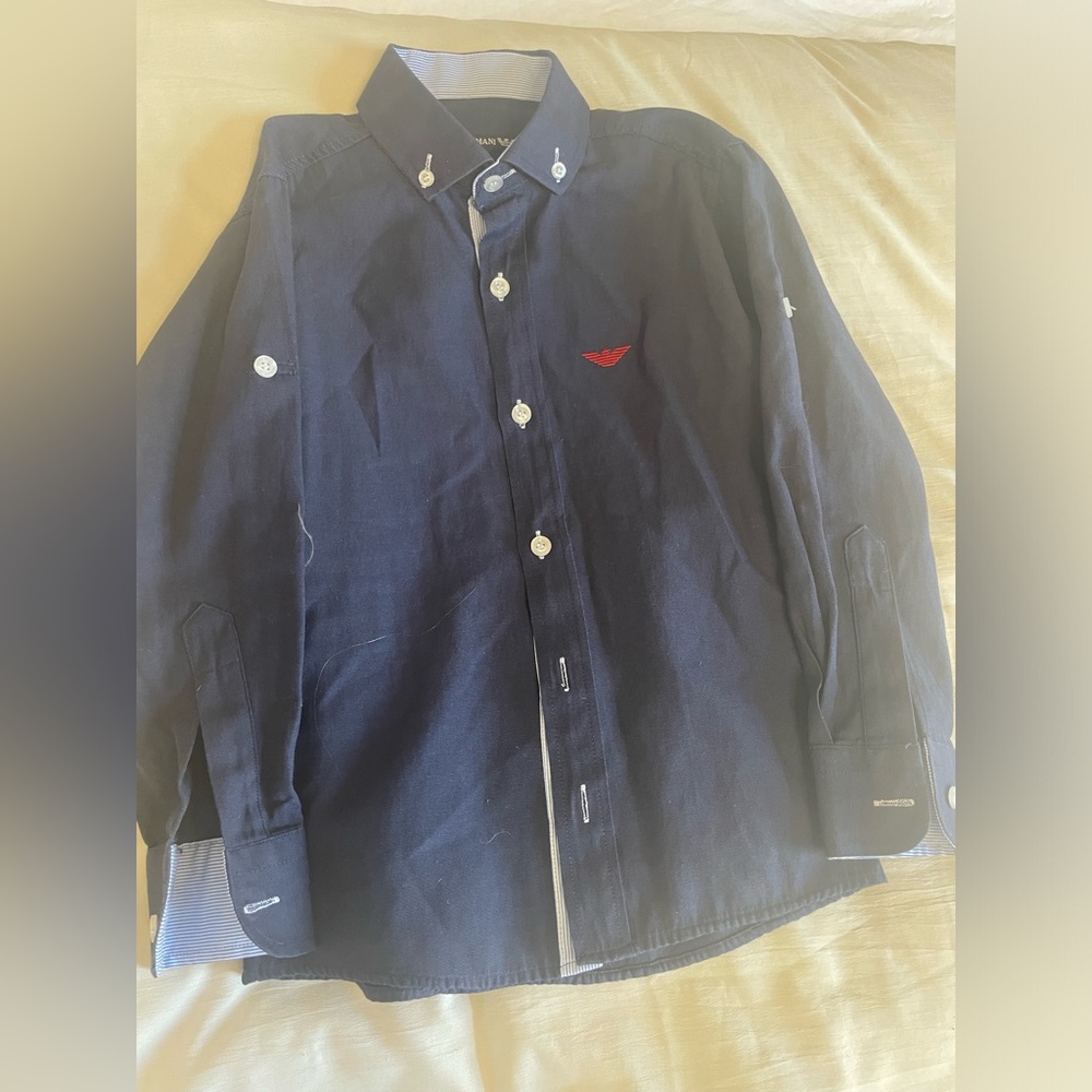 Armani casual formal button down shirt light cotton size 6-7